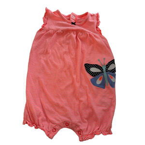 Baby Girl Carter's Pink Striped Butterfly Romper Bodysuit 18 Months